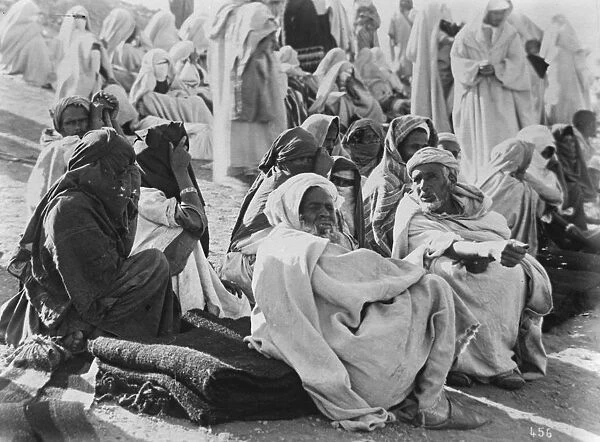 Marrakech ( Morocco City ) Native merchants in the rug market. 16 October 1926