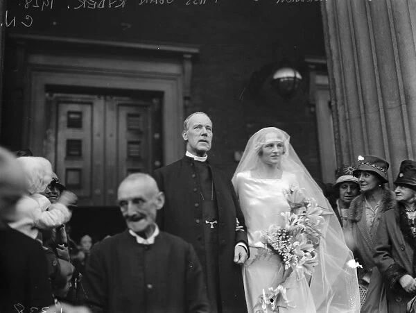 The marriage of the Bishop of Norwich and Miss Joan Ryder at St Margaret s, Westminster