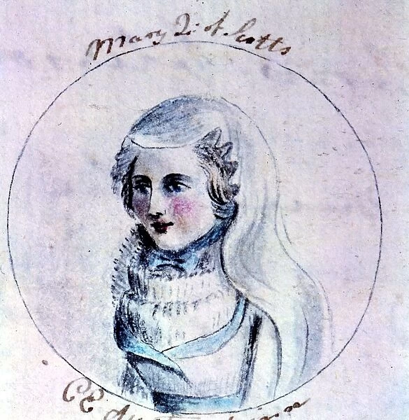 Mary Queen of Scotts. Watercolour sketches by Cassandra Austen: One of six sketches