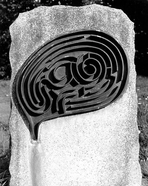 MAZES - HADSTOCK Photograph of the maze on the gravestone of the artist, Michael Aryton