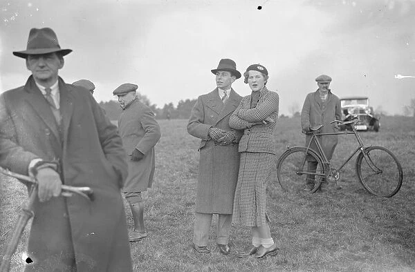 Meet of the Warwickshire hunt at Upton House Mr Peter Adams and Miss Vivian Baker 1932