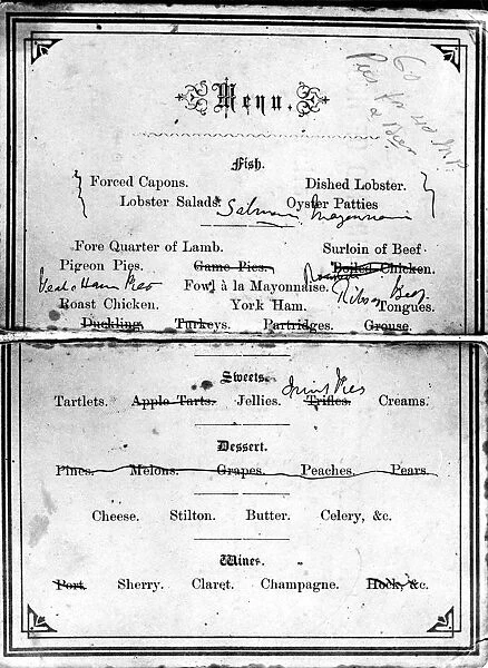 SOME MENU! Mr. A. Goord, last of a long association with the Chequers Inn of Dickens