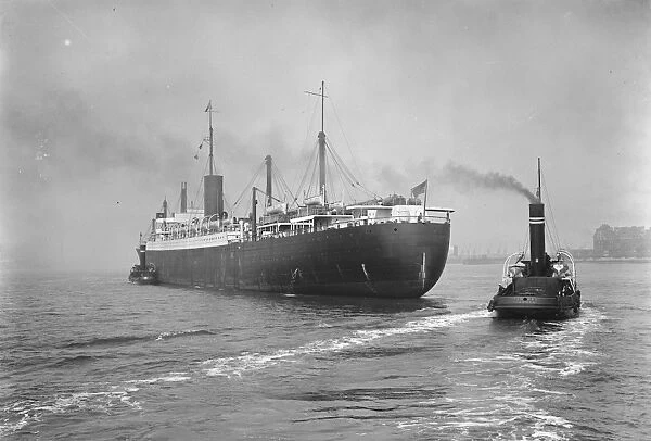 Minnekahda, of the Atlantic Transport Co Ltd, All one class liner sails from Tilbury