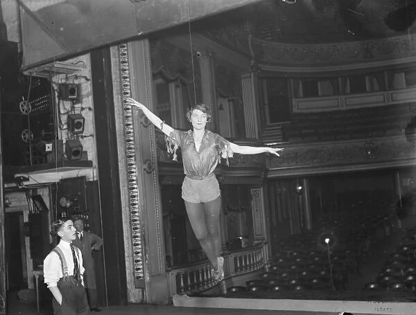 Miss Dorothy Dickson, as Peter Pan, makes her first flight this year at the Adelphi theatre