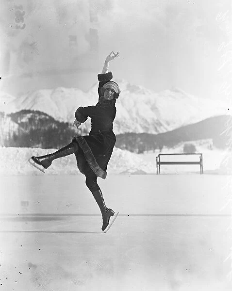 Miss Ehtel Muckett. The Worlds Champion lady skater at St Moritz. 23 January 1923