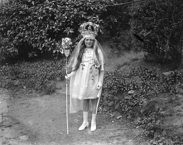 Miss Evelyn Elmes, aged 11 of Upper Norwood. Londons May Queen 1 May 1921