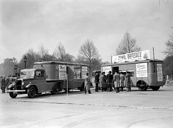 Mobile recruiting vans. Horse Guards Parade. 24 April 1939