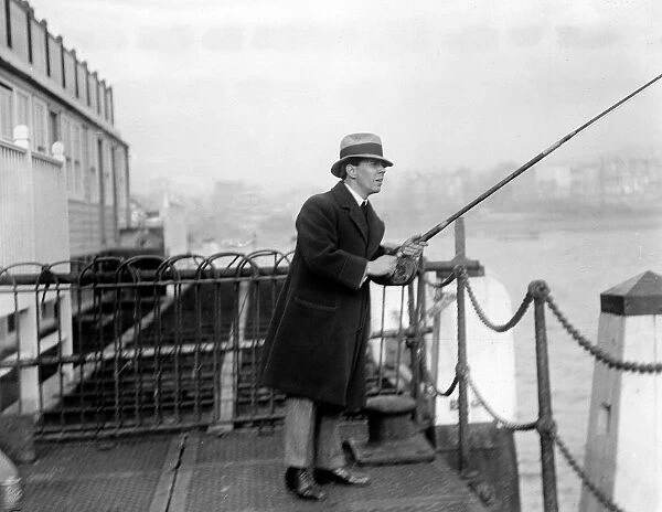 Mr Billy Merson : English music hall performer and songwriter, seen here fishing