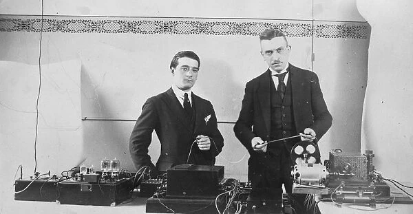 Mr Dullier ( left ) and wireless apparatus. September 1924