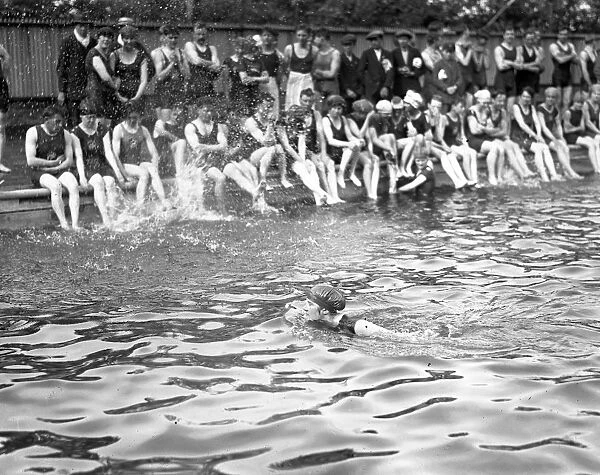 Mrs Hilda Willing, channel swimmer, at Tonbridge open - air swimming pool. 23