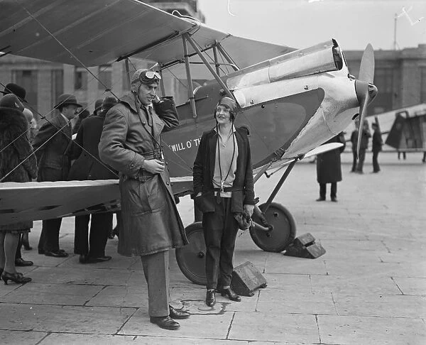 Mrs Spencer Cleaver with Captain Drew before starting her flight to Baghdad and India