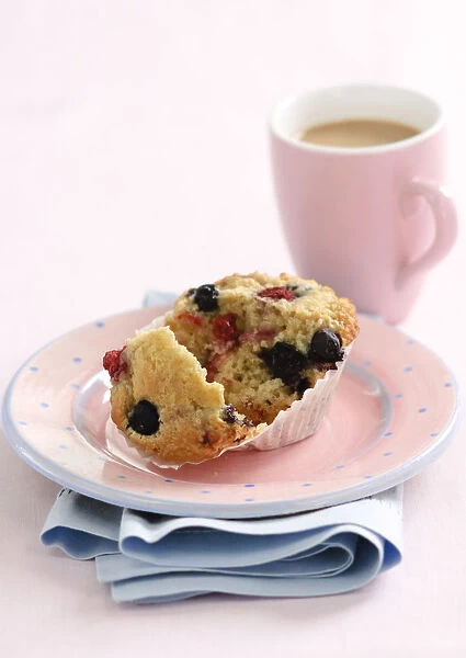 Muffin with raspberries and blackcurrants credit: Marie-Louise Avery  /  thePictureKitchen