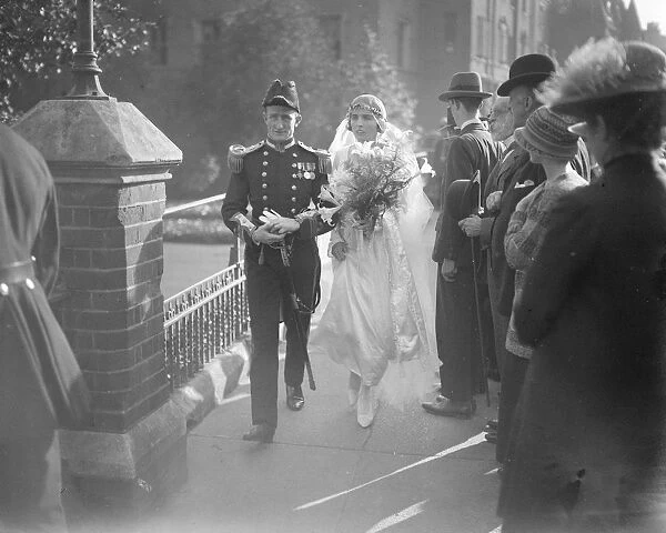 Naval Wedding at Harrow. The marriage of Lt Com A de Salis with Miss H Bindloss