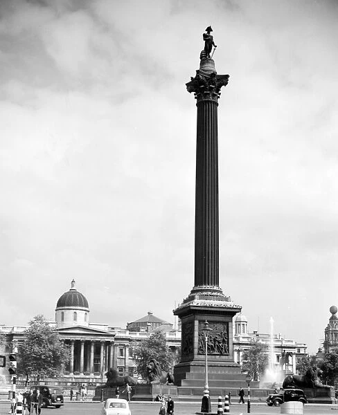 Nelsons Column with the National Gallery building in the background Trafalgar Square