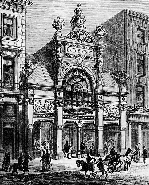 The New Arcade, Old Bond Street, London; exterior. 1880