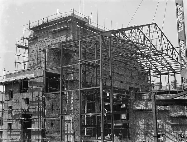 New Gaumont cinema being built on the High Street in Bromley, London. 1936