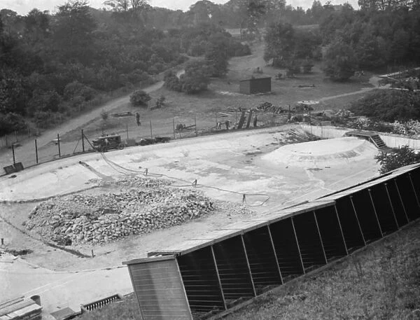 A new swimming pool under construction in Barnehurst, Kent. 1938