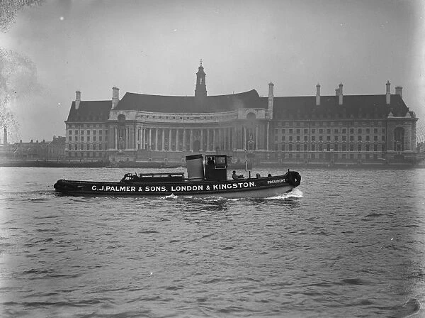 The new tug President on the Thames. 18 October 1929