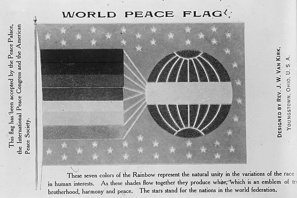 New World Peace Flag designed by the Reverend J W Van Kirk Youngstown, Ohio USA 1919
