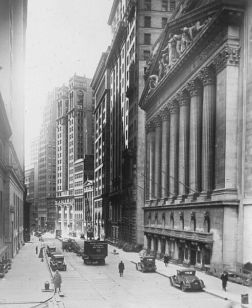 New York views. Broad Street looking south from Wall Street in New Yorks financial district