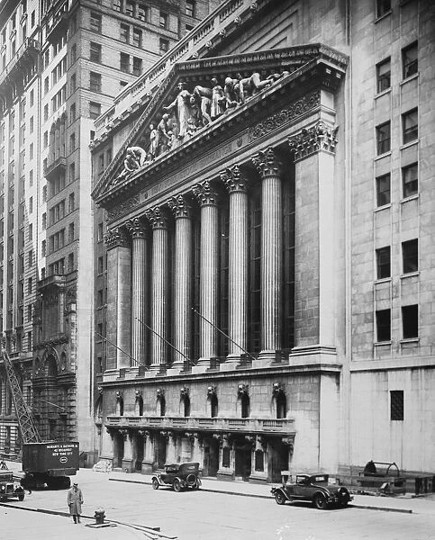 New York views. The New York Stock Exchange building on Wall Street. 1928