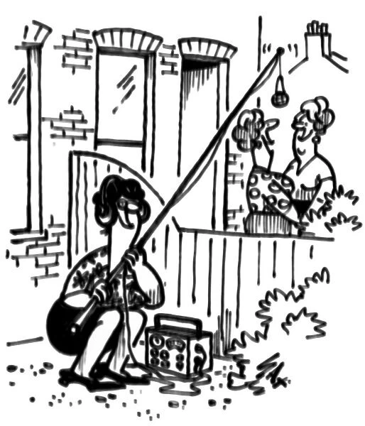 nosey neighbours over the fence. Cartoon by Sax Usually paying little or no attention