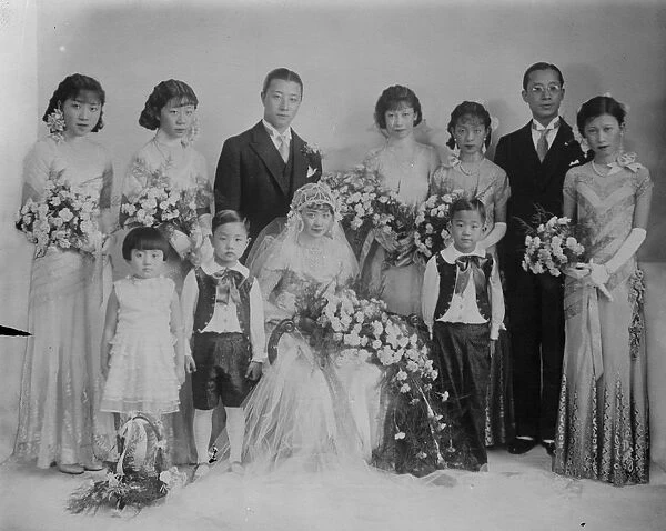 Notable Chinese wedding group. The marriage of Mr Chang Hsueh Tseng to Miss Lucy Tsai