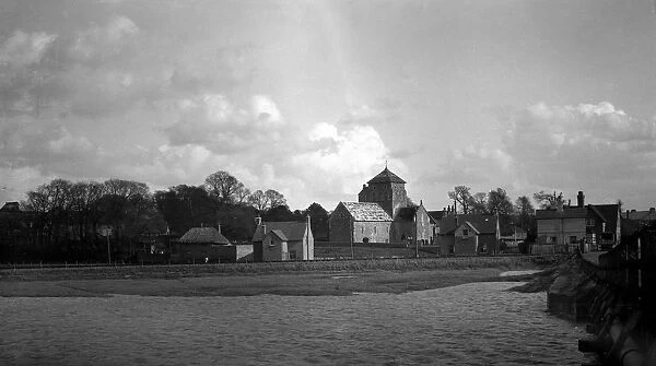 Old Shoreham and its church seen from the bridge over the river Adur. 1931