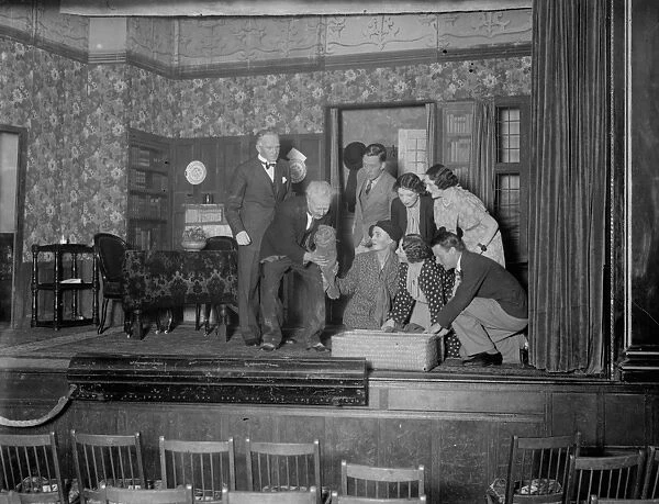 The Orpington Dramatic Society cast rehearsing their play. 1936