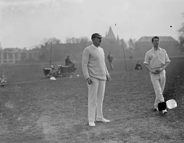 Oxford University Cricket Club Practice J Hearn, the teams coach. 30 April 1923