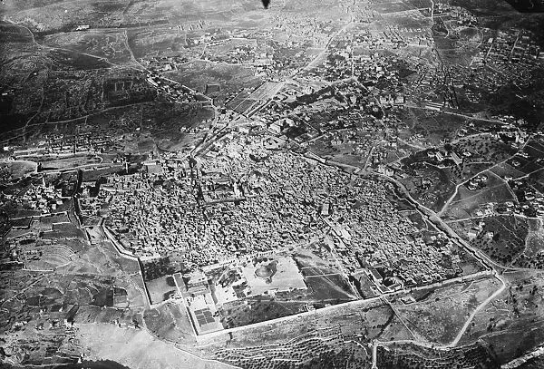 The Palestine disturbances. A striking aerial view of the disturbed city where