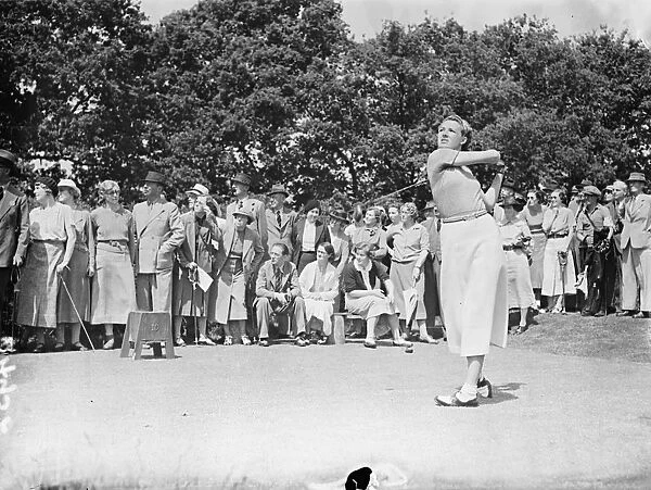 Pam Barton in play in the womens international golf match. Britain met France in
