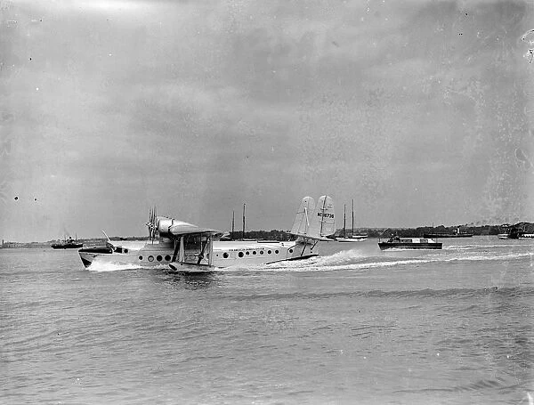 The Pan American flying boat , Clipper III landing at Southampton