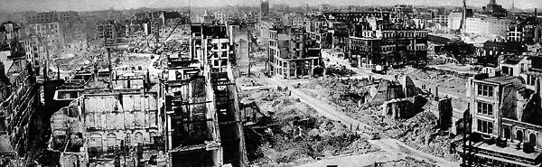 A panoramic view of one of the badly bombed areas of the city of London taken