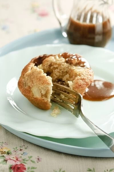 Pear and walnut muffin with toffee sauce credit: Marie-Louise Avery  /  thePictureKitchen