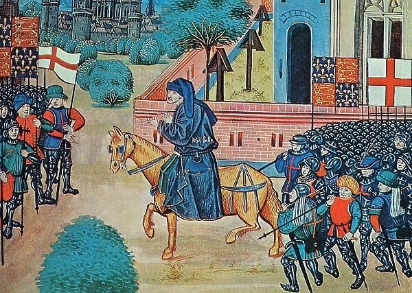 The Peasants Revolt 1381. John Ball, the mad priest of Kent preaching to the peasants