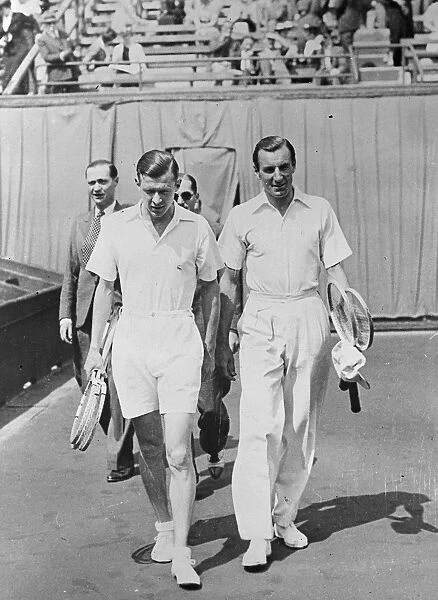 Perry and Austin, leading British players, defeated in Paris tournament. Fred Perry