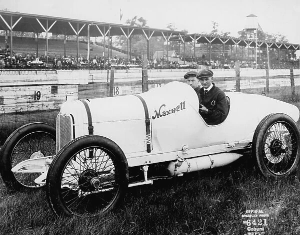 Pete Henderson in a 1916 Maxwell at The Indianapolis Motor Speedway, Indiana, USA