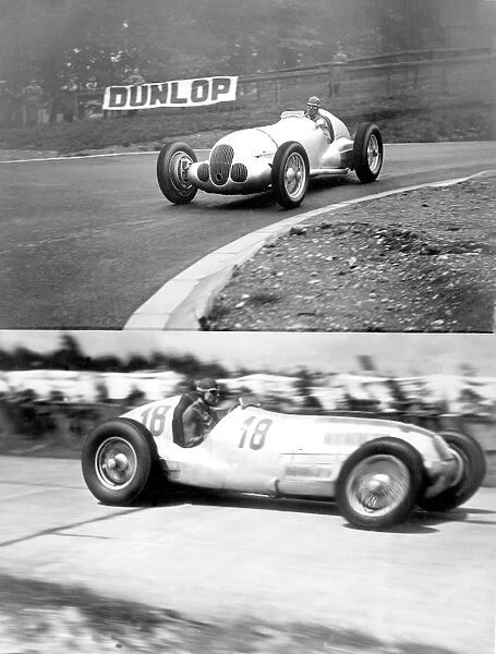 Top Picture: Richard Seaman in a Mercedes at the Crystal Palace road circuit for the