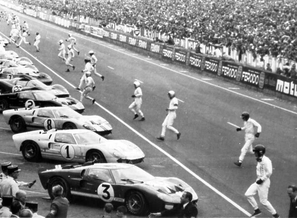 This picture shows the start of the Le Mans 24 hour endurance race, 1966. two 7-litre