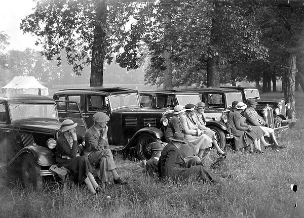 Polo at Chislehurst, Kent. The car grandstand. 1934