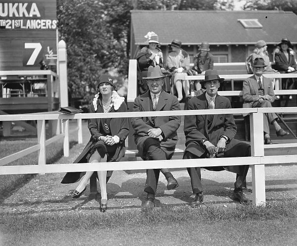Polo at Hurlingham. Miss De Lavigne, Mr Shaughnessey, Mr De Lavigne. 1926