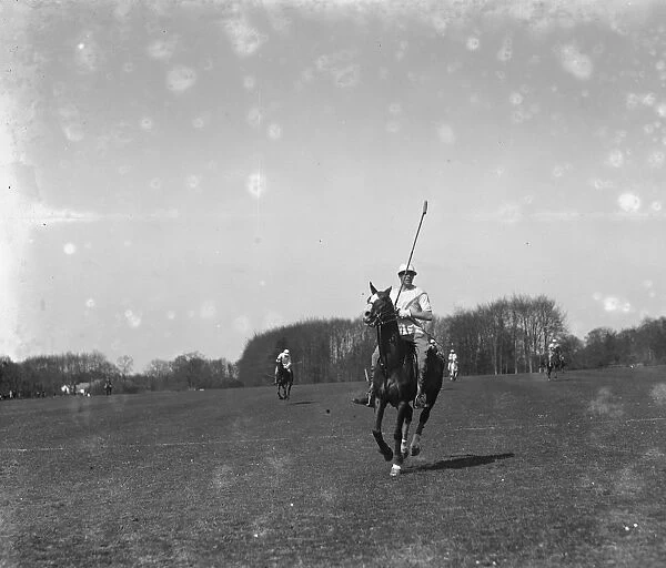 Polo at Tidworth. Lord Dalmeny for the English team. 1921