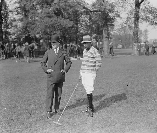 Polo at Worcester Park. Mr Hawle and Thakur Prithi Singh. 1925