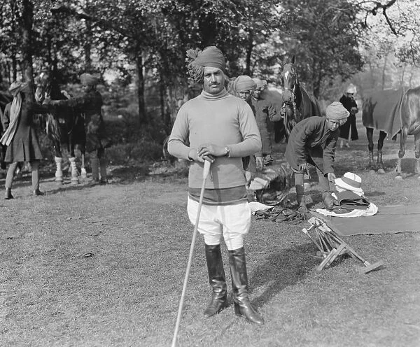 Polo at Worcester Park. Ransangs, one of the Indian players. 1925
