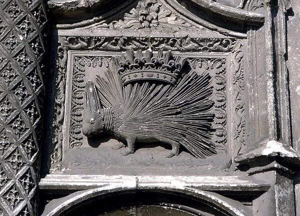 PORCUPINE The porcupine with the royal crown is the emblem of King Louis XII. Carved