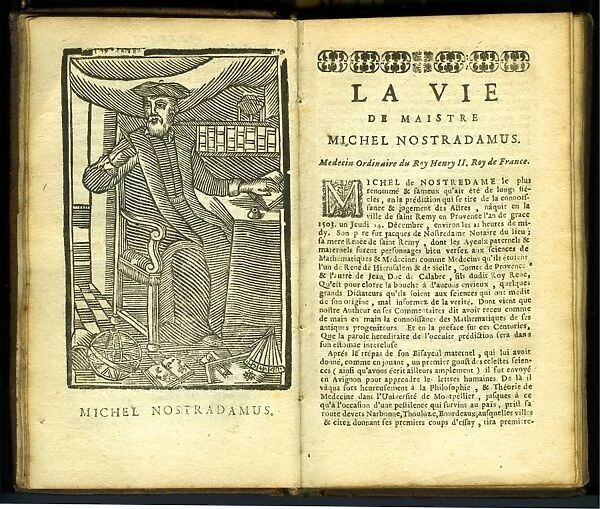 Portrait of Nostradamus [woodcut] as preface illustration to La Vie, in Les Vrayes