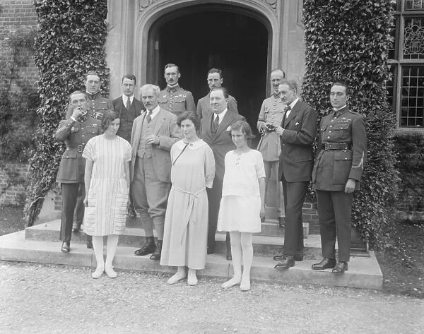 Premier entertains French air Aces at Chequers. Mr Ramsay MacDonald with his daughters
