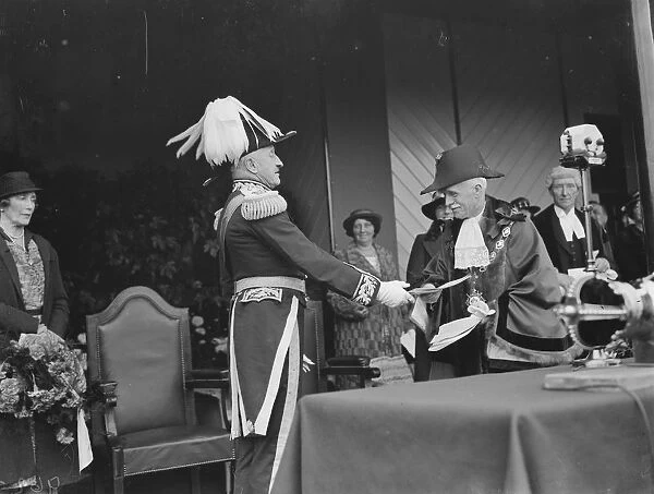 The presentation of the Erith Charter. Photo shows, left to right : Marquess Camden