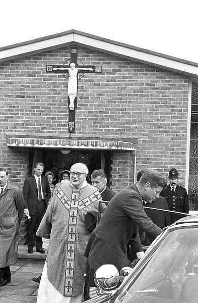 President Kennedy leaving the Roman Catholic Church, Forest Row, Sussex, Father
